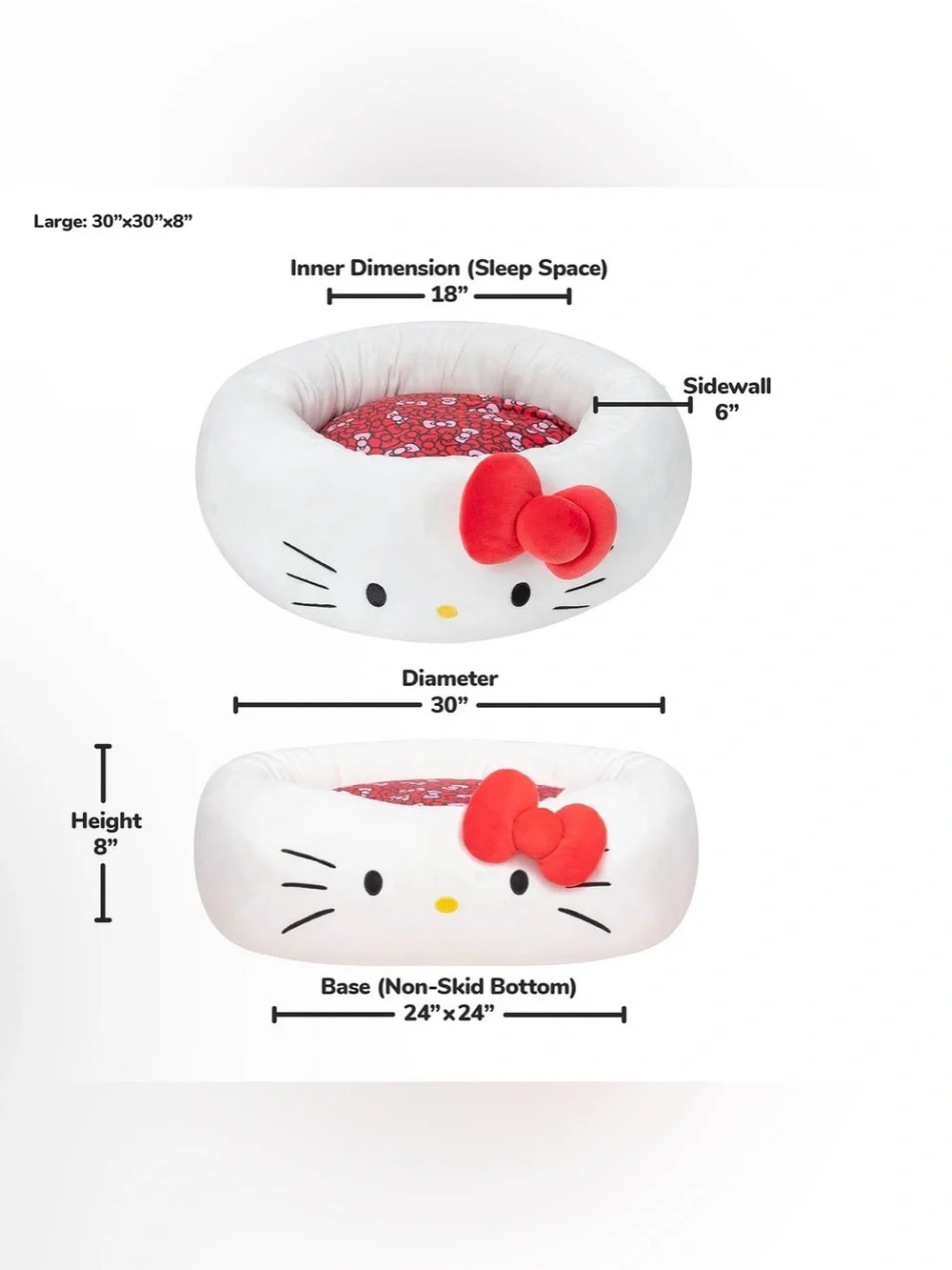 Hello Kitty pet bed, by Jazwares. Large. Non skid bottom